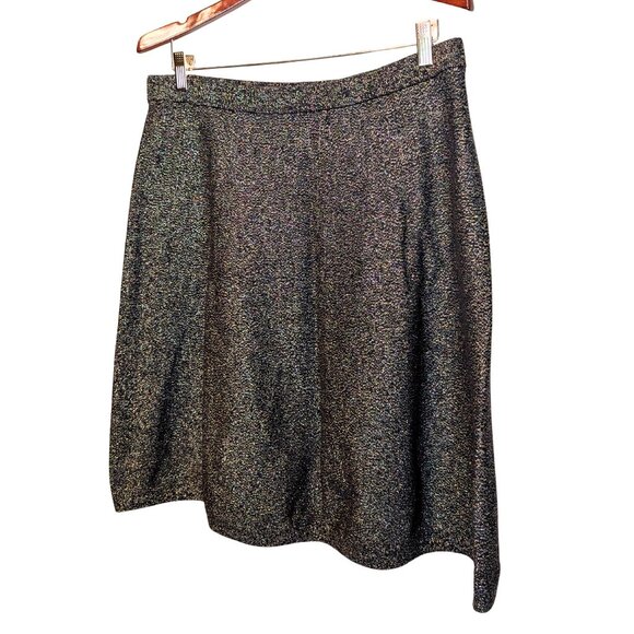Nanette Lepore Womens XL Skirt Black Gold A Line Sparkle Metallic Pull On - Picture 2 of 6